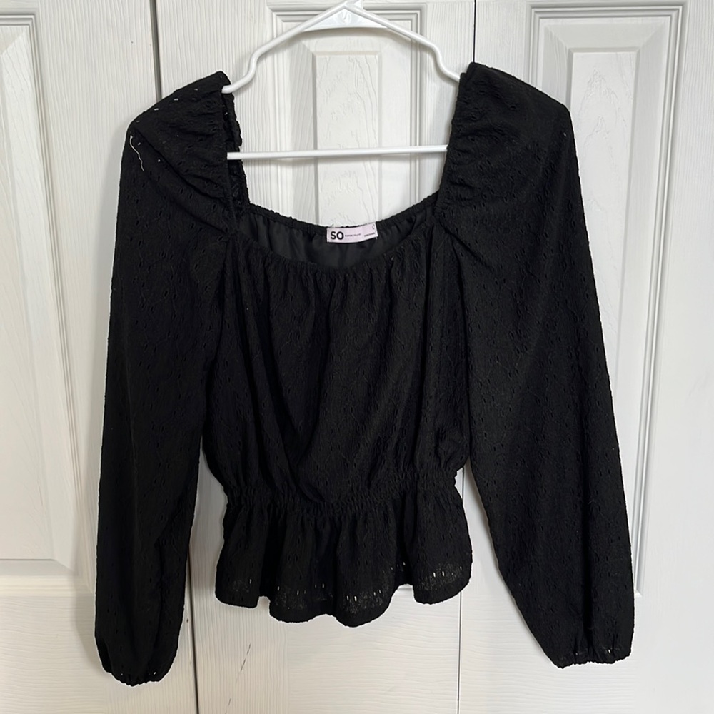 SO long sleeve black blouse.